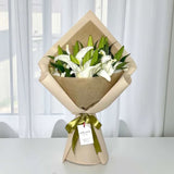 Olymp white fresh lily bouquet same-day flower delivery Klang Valley Heva Gifts