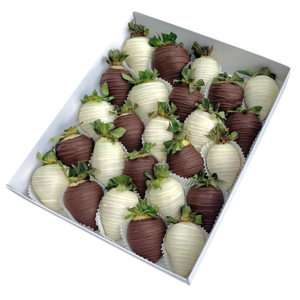 Harris White and Milk  Chocolate dipped Strawberries