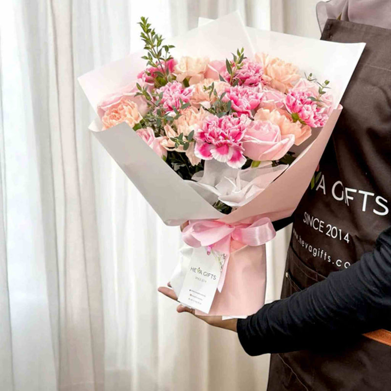 PINK ELEGANCE Rose & Carnation Bouquet | Mother's Day KL | Heva Gifts