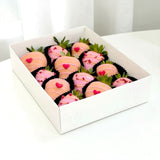 Pink Heart Belgian chocolate strawberry box anniversary delivery Klang Valley Heva Gifts