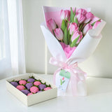 Pink Love pink tulips and chocolate gift set delivery Malaysia Heva Gifts