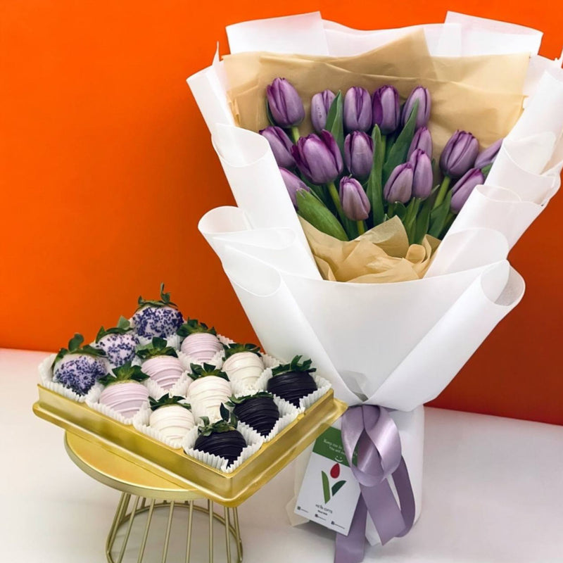 PURPLE RAIN Tulips and Chocolate Set