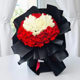 Rosen premium red and white rose heart shape bouquet wedding flower delivery Petaling Jaya Heva Gifts