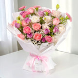 Safeena premium pink carnation rose bouquet anniversary flower delivery Putrajaya Heva Gifts