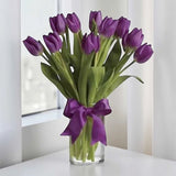 Seema purple tulip vase arrangement get well soon flower delivery Johor Bahru Heva Gifts