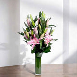Selina pink lily vase arrangement birthday hospital gift KL florist
