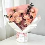 Sweet Serenity creamy fresh carnations anniversary bouquet delivery Kuala Lumpur Heva Gifts