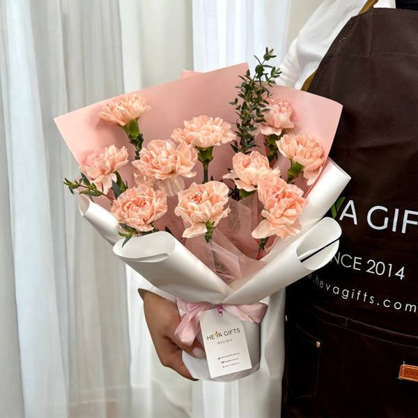 Sweet Serenity – Peach Carnations Bouquet