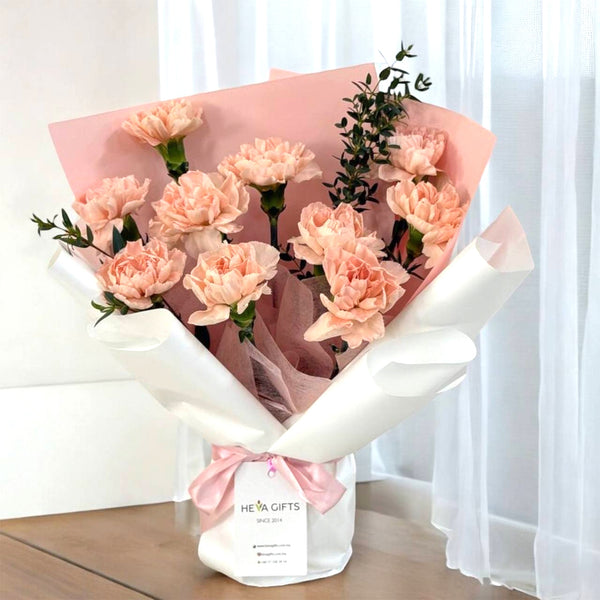 Sweet Serenity – Peach Carnations Bouquet