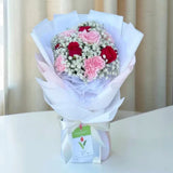 Valeria mixed red and pink carnations anniversary bouquet delivery Kuala Lumpur Heva Gifts