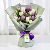 VICTORIA WHITE AND PURPLE TULIP'S BOUQUET