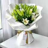 White Blooms fresh white lily bouquet gift delivery Malaysia Heva Gifts