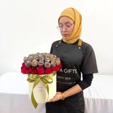 RUBY RED ROSE and CHOCOLATE STRAWBERRY BOX