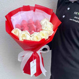 Anrica white rose bouquet chocolate strawberries congratulations gift Selangor