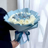 ARABELLA White Rose and Chocolate Strawberry Bouquet