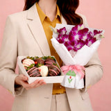 ARIA Purple Orchids and Chocolate Strawberries