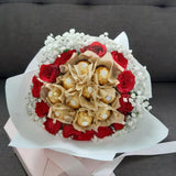Cassy red rose and Ferrero Rocher bouquet anniversary romantic gift Kuala Lumpur florist