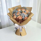 Laura cappuccino rose blue baby's breath bouquet anniversary gift Petaling Jaya Heva Gifts