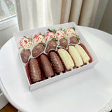 Pure Heart chocolate-dipped banana and strawberry box by Heva Gifts