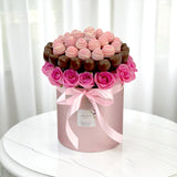 BLUSH PINK ROSE and CHOCOLATE STRAWBERRY BOX