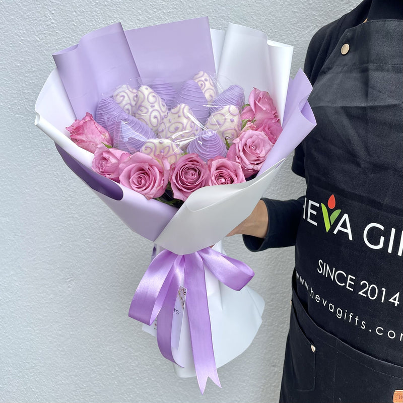 BORA Chocolate bouquet with Purple  Roses