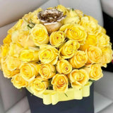 Yellow Miracle yellow roses gold accent box premium gift KL florist